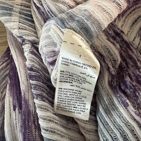 Chicos Ikat Textured Cardigan Size 1 Medium Purple Ombre Tie Dye Open Front - Picture 5 of 8